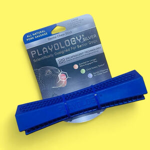 Playology Natural Pork Sausage Scent Large Dental Chew Stick Gental Dog Toy NEW